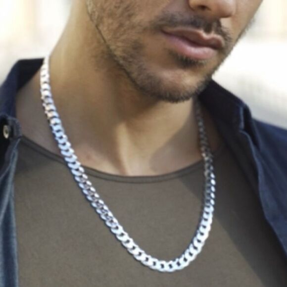 20” Men’s Solid 925 Sterling Silver Cuban Chain - Picture 3 of 5